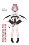  1girl blue_eyes demon_wings hair_ornament hairband highres looking_at_viewer nijihashi_sora official_art otokado_ruki pink_hair short_hair simple_background smile vee_(vtuber) virtual_youtuber wings 