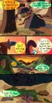  absurd_res comic dinosaur dragon dragonscape drekir dromaeosaurid duo evening female feral forest forl hi_res male night oli plant post-apocalyptic reptile scalie sunset text thepatchedragon theropod tree tribal tribal_clothing tribal_paint 