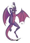  2022 activision anthro bird&#039;s-eye_view breasts choker cynder dragon female genitals hi_res high-angle_view horn jewelry looking_at_viewer lying narley necklace nipples non-mammal_breasts non-mammal_nipples nude on_back one_leg_up purple_body purple_scales pussy raised_leg scales scalie simple_background solo spread_legs spreading spyro_the_dragon tongue tongue_out video_games western_dragon white_background 