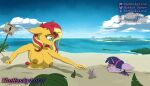  areola beach breasts equestria_girls friendship_is_magic hi_res island my_little_pony quicksand sand scared seaside sign stuck submurged sunset_shimmer_(eg) thehuskylord twilight_sparkle_(mlp) 