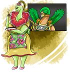  accessory anthro apron armor baking brightfirex2 brown_body clothing cookie delilah_megania duo elemental_creature female flora_fauna food green_body hair_accessory hairpin hi_res male meganium nintendo plant platinasena pok&eacute;mon pok&eacute;mon_(species) tropius video_games 