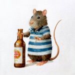  2020 alcohol anthro beer beverage biped bottle clothing humanoid_hands joaquincarre mammal micro murid murine rat rodent shirt simple_background smoking solo topwear 