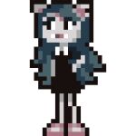  cartoon_hangover claire_(the_summoning) digital_media_(artwork) domestic_cat felid feline felis female green_hair hair high-bear humanoid low_res magic_user mammal pixel_(artwork) solo the_summoning witch 