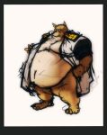  anthro belly big_belly black_nose bleach_(series) brown_body brown_fur canid canine canis cream_belly exposed_belly fur hand_on_hip hand_on_stomach looking_at_belly looking_down looking_down_at_self love_handles male mammal moobs navel obese obese_anthro obese_male overweight overweight_anthro overweight_male sajin_komamura simple_background solo standing teddybearlumpkins white_background wolf 