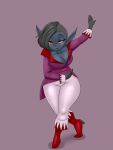 big_breasts blackbetty blue_body blue_skin breasts cleavage clothed clothing emilia_hohenstein female goblin hair humanoid humanoid_pointy_ears looking_at_viewer mammal not_furry short_stack side_cut smile solo vampire 