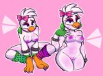  accessory anthro anthrofied areola avian beak beakstick big_breasts bird bird_feet bow bracelet breasts chicken clothing curvy_figure ear_piercing ear_ring eyelashes eyeshadow facial_markings female fingerless_gloves five_nights_at_freddy&#039;s five_nights_at_freddy&#039;s:_security_breach furgonomics galliform gallus_(genus) genitals glamrock_chica_(fnaf) gloves green_clothing green_gloves green_handwear hair_accessory hair_bow hair_ribbon handwear head_feathers head_markings head_tuft hourglass_figure jewelry leg_warmers legwear lipstick makeup markings mayghely mostly_nude multiple_poses nipples non-mammal_breasts non-mammal_nipples pattern_clothing pattern_legwear phasianid piercing pink_background pink_bow pink_talons pose purple_areola purple_eyeshadow purple_lipstick purple_nipples purple_pussy pussy ribbons scottgames simple_background solo studded_bracelet talons thick_thighs tuft video_games white_body wide_hips 
