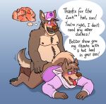  anal anal_penetration anthro blueballs canid canine duo father father_and_child father_and_son genitals hypnosis hypnotic_clothing incest_(lore) male male/male mammal mind_control parent parent_and_child penetration penis son 