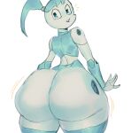  android big_butt blue_eyes butt clothing female hi_res huge_butt humanoid jenny_wakeman looking_at_viewer looking_back machine my_life_as_a_teenage_robot nickelodeon open_mouth robot robot_humanoid solo thick_thighs topwear undergroundj white_body wide_hips 