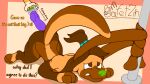  :3 absurd_res anthro ass_up brown_body brown_eyes brown_fur brown_hair cafet&#039;zin cafet&#039;zin_(artist) canid canine canis dildo dildo_insertion domestic_dog duo fur green_nose hair hi_res long_ears long_hair male mammal offscreen_character pain purple_dildo regret sex_toy sex_toy_insertion signature simple_background tan_body tan_fur text tied_ears 