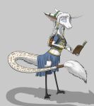  2017 accessory anthro blue_sclera book braided_hair clothing dress ear_piercing ear_ring female fur grey_background hair hair_accessory hi_res holding_book holding_object holding_pen looking_at_viewer mammal out-of-placers pen piercing simple_background smile solo standing tersethra webcomic white_body white_fur white_hair yinglet 