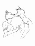 absurd_res anthro beau_hot4wulf billy_hot4wulf canid canine canis clothing clothing_pull duo fox happy hi_res hot4wulf kissing male male/male mammal romantic romantic_couple shirt shirt_pull size_difference slim t-shirt tall topwear topwear_pull wolf 
