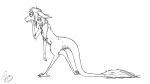  2017 ambiguous_gender anthro fangs female_(lore) fur hair hi_res mammal nude out-of-placers sesra simple_background solo tersethra tired walking webcomic white_background yinglet 