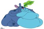  alien blue_body blue_fur burping disney fur lilo_and_stitch male morbidly_obese obese open_mouth overweight solo stitch_(lilo_and_stitch) weight_gain xanderdwulfe 