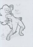  2021 anthro banette blush bodily_fluids boots breasts clothing fangs felid female footwear genital_fluids genitals gloves graphite_(artwork) handwear jojo_pose lunaris_parukia mammal medium_breasts mostly_nude navel nintendo nipples pok&eacute;mon pok&eacute;mon_(species) pok&eacute;morph pussy pussy_juice solo traditional_media_(artwork) video_games zippy_(lunaris_parukia) 