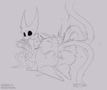  2022 anal anal_penetration anthro arthropod big_breasts big_butt blush bodily_fluids bottomwear breasts butt clothing cum cum_inside curvy_figure digital_media_(artwork) excessive_cum female genital_fluids genitals hollow_knight hornet_(hollow_knight) huge_breasts huge_butt huge_hips huge_thighs insect looking_back monochrome penetration pussy rear_view restrained_arms schwoo sketch skirt solo team_cherry tentacles thick_thighs video_games voluptuous 