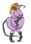  anthro azagnia_(triprat) big_breasts breasts demon female hand_on_stomach horn looking_at_viewer mammal murid murine pregnant pregnant_female rat rodent solo tincrash tongue tongue_out 