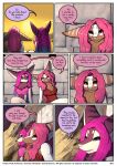  brown_body brown_fur comic dialogue dra&#039;essa female feretta fur hair hi_res meeka_rose mountain nanika_ammi_rose pink_eyes pink_hair purple_body purple_eyes purple_fur purple_hair smile sunset tale_of_tails temple webcomic white_body white_fur 