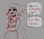  acta anthro blush breasts cephalopod clothed clothing coleoid decapodiform dialogue fangs female marine mollusk monochrome open_mouth open_smile smile solo spacewaifu speech_bubble tongue 