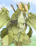  blush claws dragon dragonmaid_luft dragonryuusuki duel_monster female feral fur hair hi_res horn konami nude smile solo wings yu-gi-oh 