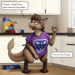  2020 anthro breasts brown_body brown_fur brown_hair clothing cookie dialogue digital_media_(artwork) english_text female food fur hair hi_res holding_cookie holding_food holding_object inside kitchen mammal miltonholmes out-of-placers purple_clothing purple_shirt purple_topwear shirt slightly_chubby solo standing text topwear undertale undertale_(series) video_games webcomic weight_gain yinglet 