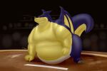  asian_clothing belly big_belly clothing dragon dragon_ball east_asian_clothing fattydragonite feral giran japanese_clothing male mawashi obese overweight solo sumo sumo_ring wings 