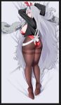  animal_ears ass azur_lane belt blush breasts cuffs dakimakura_(medium) gloves graf_zeppelin_(azur_lane) hair_ornament high_heels jacket jewelry long_hair looking_at_viewer looking_back pantyhose playboy_bunny rabbit_ears rabbit_tail red_eyes sai_skx sideboob simple_background sleeve_cuffs tail 