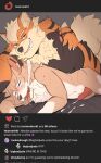  ahegao anthro arcanine bed belly belly_grab belly_markings black_body black_fur black_nose bodily_fluids canid canine cum drooling duo ear_piercing ear_ring erection exhausted eyebrows facial_piercing fluffy fluffy_chest fluffy_ears fluffy_hair fluffy_tail fur furniture genital_fluids gloves_(marking) hair hi_res instagram knot knotting looking_pleasured lycanroc male male/male mammal markings midday_lycanroc neck_tuft nintendo nose_piercing nose_ring on_top on_top_of open_mouth orange_body orange_fur piercing pok&eacute;mon pok&eacute;mon_(species) raised_eyebrow saliva saliva_string smile strayserval striped_body striped_fur striped_markings stripes tan_body tan_fur tongue tongue_out tuft video_games white_body white_fur 