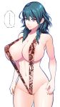  ... 1girl alternate_costume black_swimsuit blue_eyes blue_hair breasts byleth_(fire_emblem) byleth_(fire_emblem)_(female) fire_emblem fire_emblem:_three_houses highres large_breasts medium_hair navel one-piece_swimsuit rakko_(r2) revealing_clothes simple_background slingshot slingshot_swimsuit solo swimsuit transparent_background 