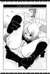  autocunnilingus blush comic contortion copyright_request cunnilingus feet flexible greyscale highres kamino_ryuuya kneehighs masturbation monochrome oral pussy school_uniform socks solo toe_scrunch translated 