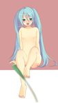  aqua_hair blush hatsune_miku long_hair nude sazame solo twintails very_long_hair vocaloid 