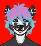  anthro black_sclera cyantmov_(artist) dexter_(payaso) headshot_portrait highlights_(coloring) male mammal mephitid piercing portrait skunk solo tagme 