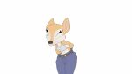  animated anthro baggy_pants big_eyes big_nose cervid clothing cute_expression female gesture hi_res isa_sturmi loop mammal pink_taco salute shirt smear_frame solo tank_top tongue tongue_out toony topwear turkojar wide_hips 