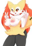  absurd_res anthro areola braixen breasts canid canine female fur genitals hi_res mammal nintendo nipples pilu_(artist) pok&eacute;mon pok&eacute;mon_(species) pussy solo video_games white_body white_fur yellow_body yellow_fur 
