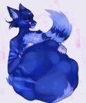  &lt;3 abdominal_bulge animated anthro belly belly_rub blue_body blue_fur chest_tuft domestic_cat felid feline felis female fluffy fluffy_tail fur handpaw hi_res licking licking_lips mammal oral_vore paws solo sparkles struggling_prey tail_motion tailwag tongue tongue_out tuft vore ych_result 