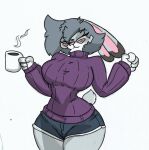  anthro big_breasts bottomwear breasts clothing disney female hotpants pace-maker shorts solo sweater thick_thighs topwear violet_hopps zootopia 