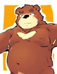  2022 anthro armpit_hair belly big_belly blush body_hair hi_res kemono male mammal moobs navel nipples overweight overweight_male simple_background solo torausimuma7 ursid 