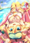  anthro blush breasts clothed clothing felid female fingers fur green_eyes hair hi_res looking_at_viewer mammal mia_(world_flipper) pantherine piporinton smile solo stripes tiger video_games white_body world_flipper yellow_body 