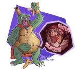  anthro belly big_belly bodily_fluids crocodile crocodilian crocodylid crown diddy_kong donkey_kong_(series) duo hand_on_stomach haplorhine internal king_k._rool male male/male male_pred mammal monkey nintendo open_mouth organs primate radiomango reptile saliva scalie stomach tongue video_games vore 