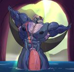  absurd_res anthro bath bathing big_muscles big_penis bodily_fluids bovid caprine demon dragon_ball dragon_ball_super genitals goat hi_res horn huge_muscles huge_penis hyper hyper_genitalia hyper_muscles hyper_penis levionb123 male mammal mature_male moro muscular penis solo sweat 