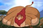  belly big_belly disney felid female feral group lion male mammal morbidly_obese obese obese_male overweight overweight_male pantherine simba squishyluna the_lion_king trio weight_gain 