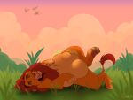  abdominal_bulge belly big_belly bodily_fluids chubbyjam disney drooling felid feral hand_on_stomach lion lying male mammal on_back pantherine rumbling_stomach saliva simba the_lion_king tongue tongue_out 