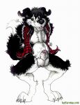  anthro balls bodily_fluids bottomless canid canine canis clothed clothing collie domestic_dog dripping flannel foreskin genital_fluids genitals herding_dog hi_res male mammal musk pastoral_dog penis precum precum_drip sheepdog solo yagi_b._(artist) 