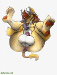  anthro anus balls genitals hi_res horn hyaenid male mammal musk paws solo tongue tongue_out yagi_b._(artist) 