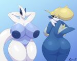  anthro areola big_breasts blue_body breasts butt duo female genitals hi_res kinix legendary_pok&eacute;mon lugia mammal nintendo nipples nude pok&eacute;mon pok&eacute;mon_(species) pussy samurott video_games 