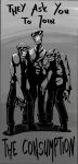  bald clothed clothing english_text eyewear greyscale grin group masterzoroark666 monochrome nobody&#039;s_home simple_background smile solid_black solid_black_shading teeth text undead video_games zombie 
