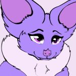  abby_(xzorgothoth) animated anthro blush blush_lines chiropteran clenched_teeth ear_wiggle fangs female floppy_ears fur happy mammal neck_tuft purple_body purple_eyes purple_fur simple_background smile solo teeth teeth_showing tuft xzorgothoth 
