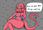  &lt;3 &lt;3_eyes acta anthro bikini blush breasts cephalopod clothed clothing dialogue fangs female jewelry marine mollusk necklace open_mouth open_smile partially_clothed pink_body smile spacewaifu speech_bubble swimwear 