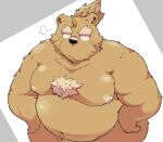  2022 anthro belly big_belly black_nose hi_res humanoid_hands kemono male mammal moobs navel nipples overweight overweight_male simple_background solo suishou0602 ursid 