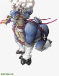  all_fours anthro bell capreoline cervid hi_res jingle_bell lgbt_pride male mammal musk pride_colors reindeer solo tattoo yagi_b._(artist) 