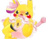  absurd_res blush censored clothed clothing female genitals hi_res nintendo open_mouth pikachu pok&eacute;mon pok&eacute;mon_(species) pussy solo underwear underwear_only video_games yellow_body 